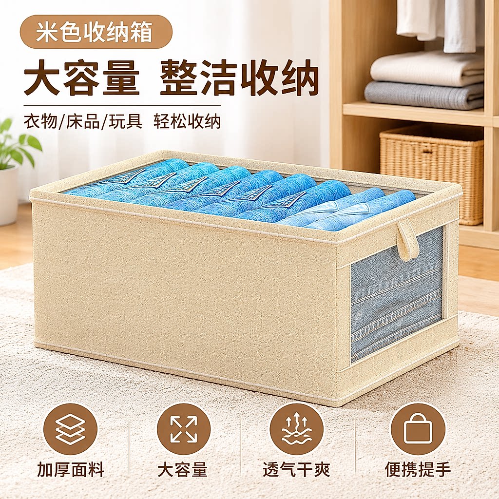 无盖可视收纳箱衣物玩具储物