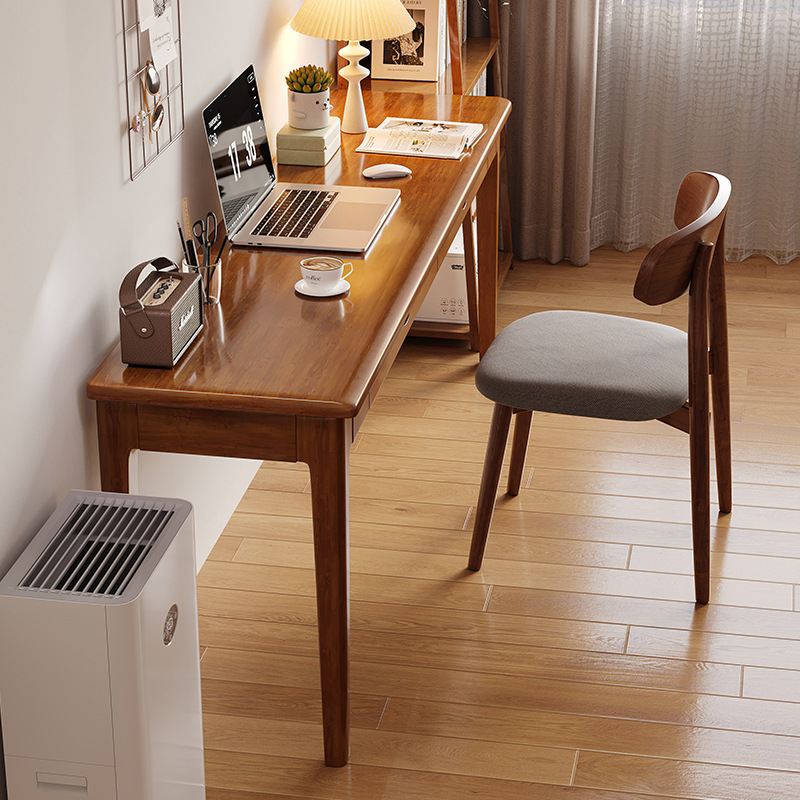 全实木窄书桌宽40/45/55cm家用电脑桌靠墙长条桌学生卧室学习桌子