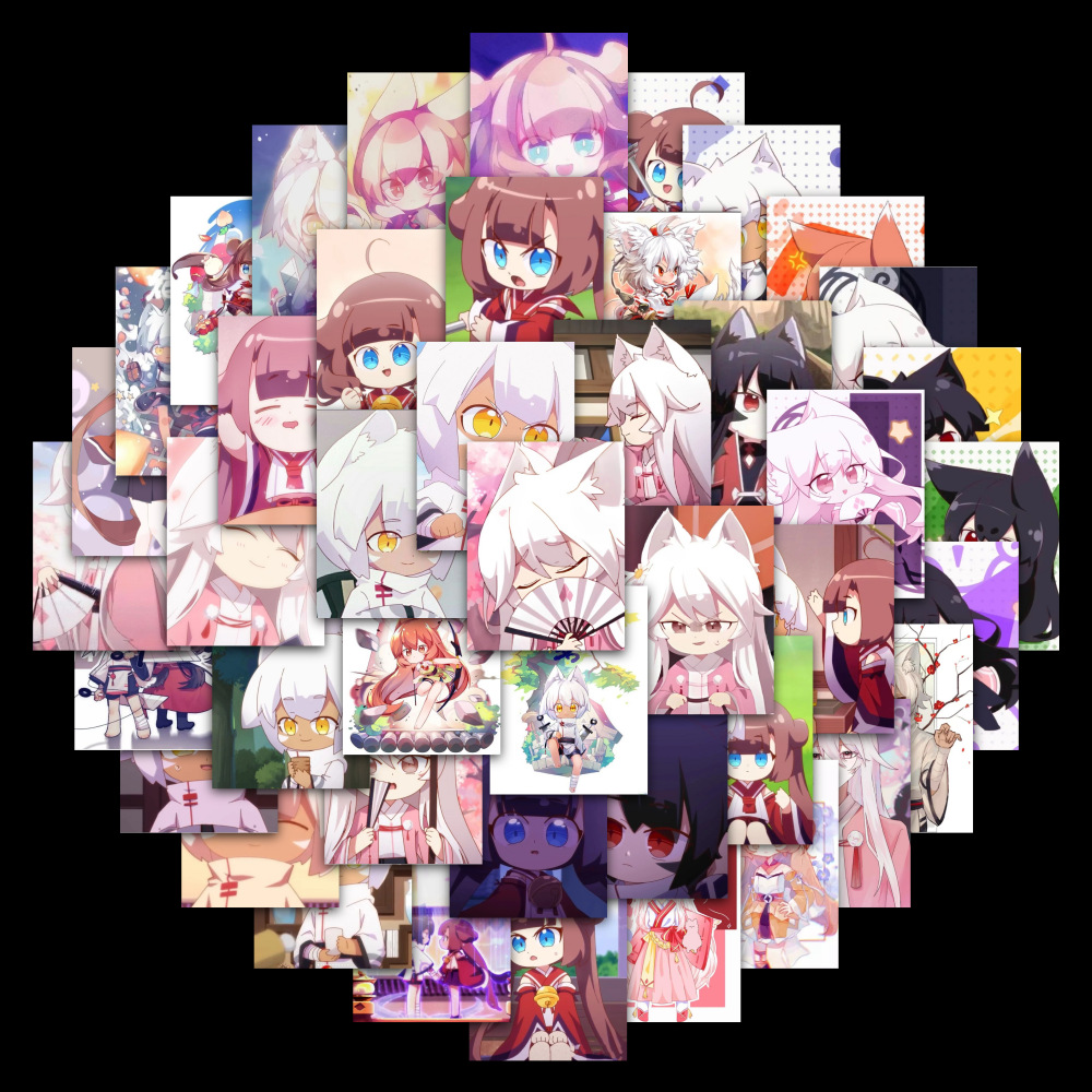 贴纸60张猫之茗动漫卡通贴纸装饰行李箱手机壳笔记本素材可贴画68