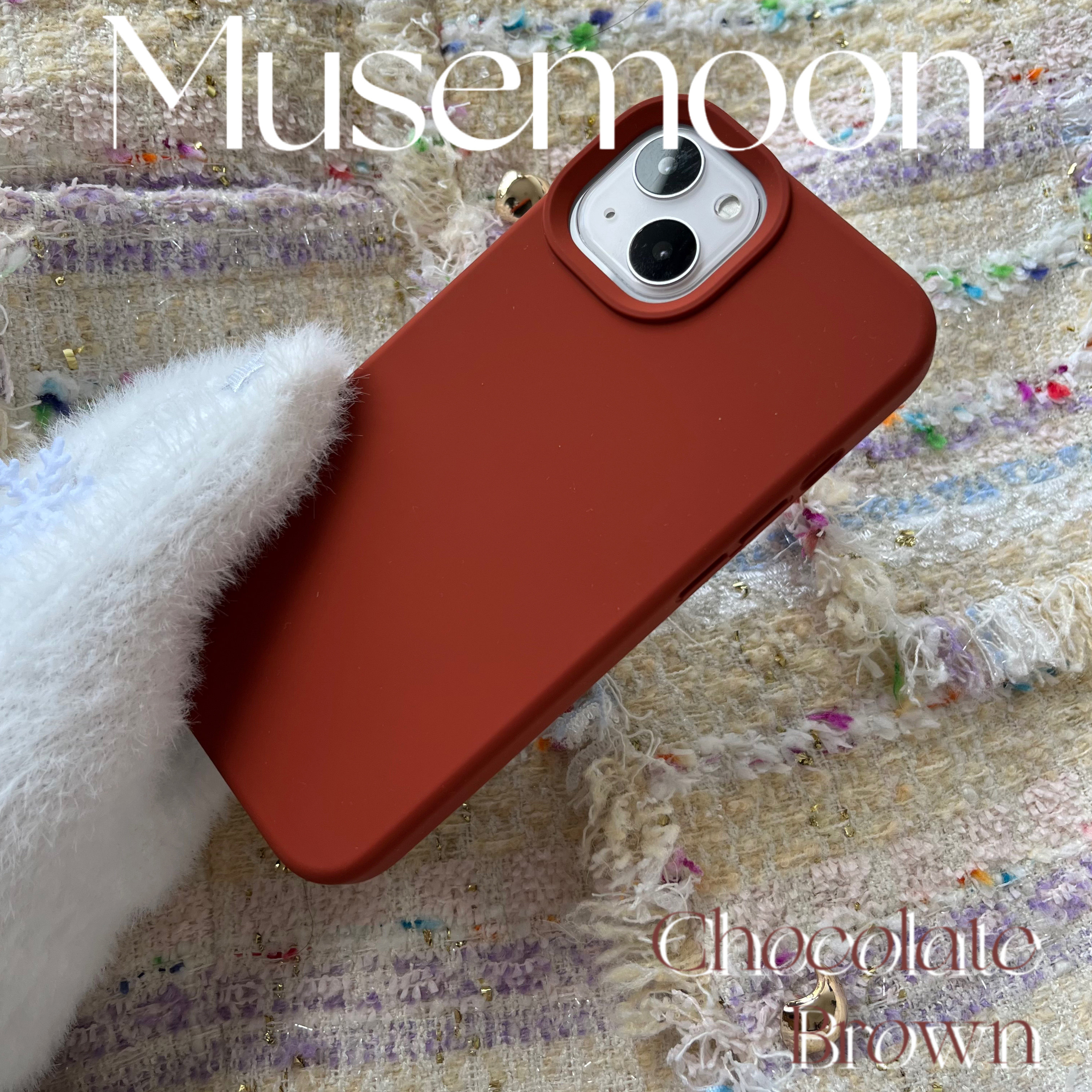 MUSEMOON 超美ins风焦糖栗子棕真液态硅胶适用iphon