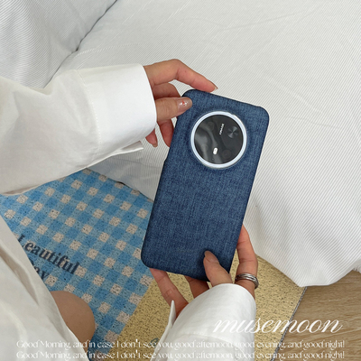 MUSEMOON｜丹宁牛仔 初秋质感ins小众高级感牛仔布手机壳复古风半包硬壳适用华为mate70pro/p80苹果16/小米17