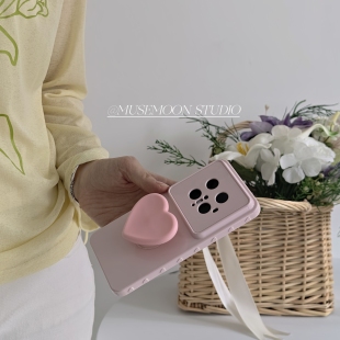 MUSEMOON｜怦然心动 侧边爱心边框少女感ins风樱花粉手机壳桃心软胶支架适用Phone 17华为mate80pura90/x300s