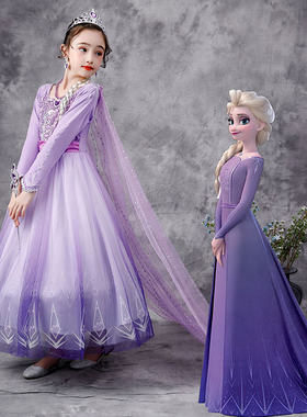 万圣节儿童冰雪奇缘爱莎公主裙安娜女王蓬蓬裙女童艾莎连衣裙秋