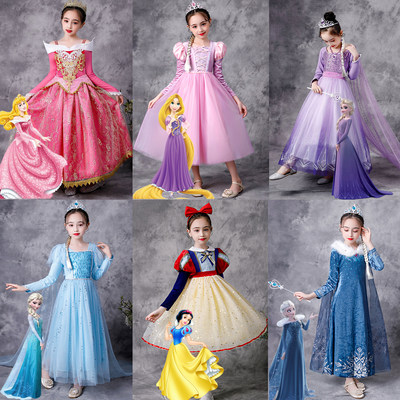 万圣节儿童服装冰雪奇缘爱莎安娜公主裙女童迪士尼白雪公主连衣裙