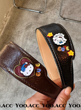 【YOO】韩国东大门自制小众仿皮卡通猫咪发箍宽边显脸小发卡发饰