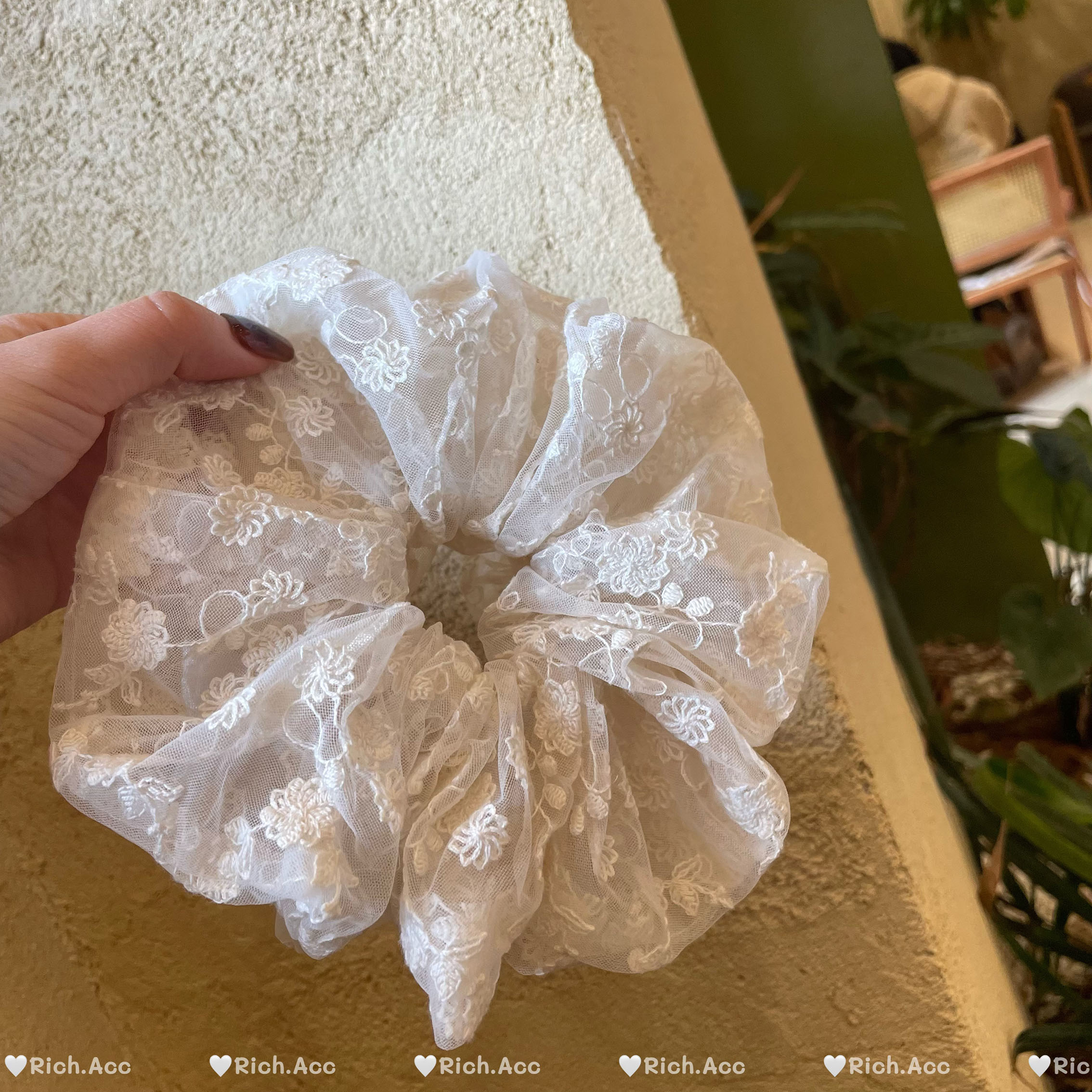 【实拍】超美法式网纱蕾丝刺绣大肠发圈温柔气质仙气少女马尾头绳