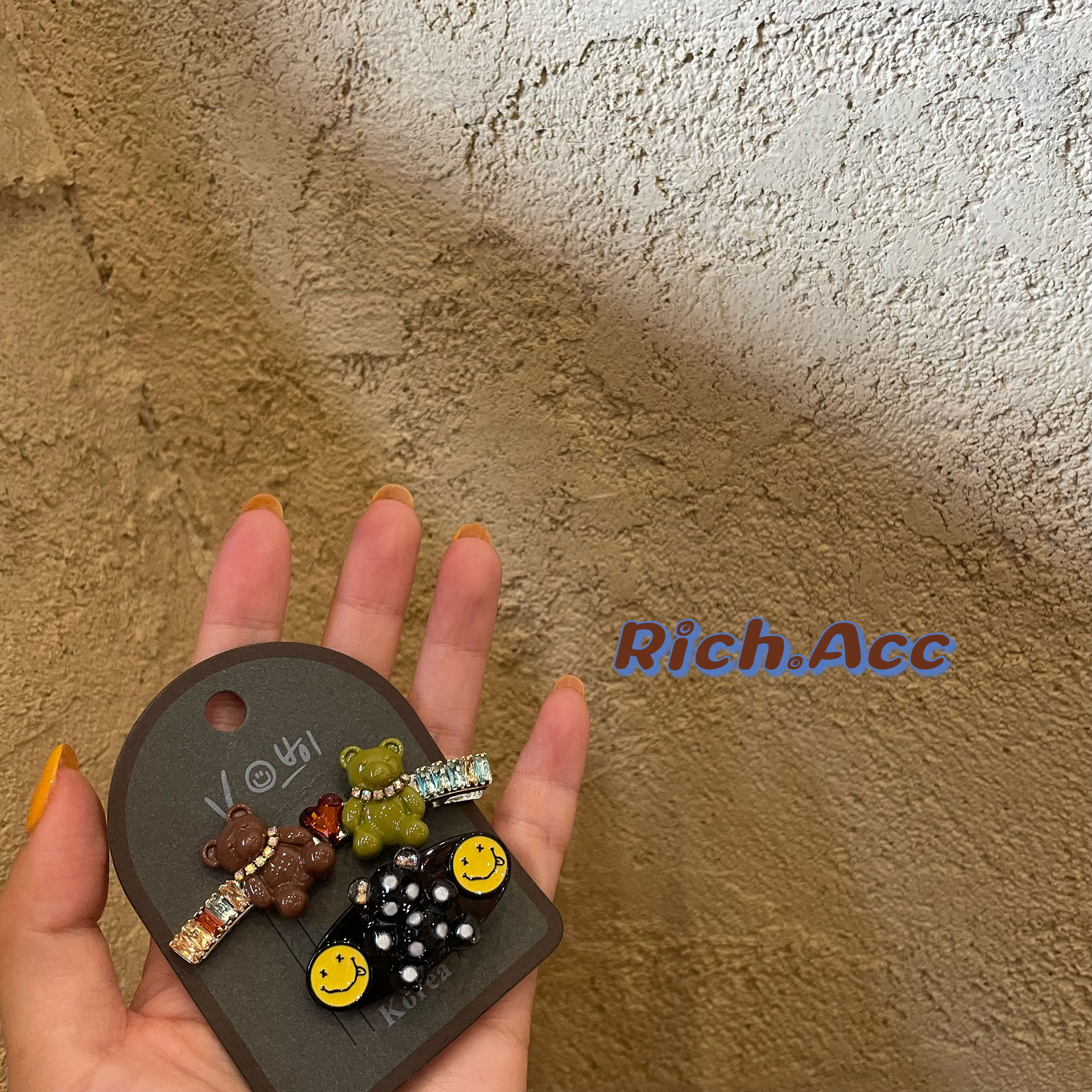 【实拍】出口韩国高品质~轻奢简约通勤气质百搭小熊闪钻发夹发饰