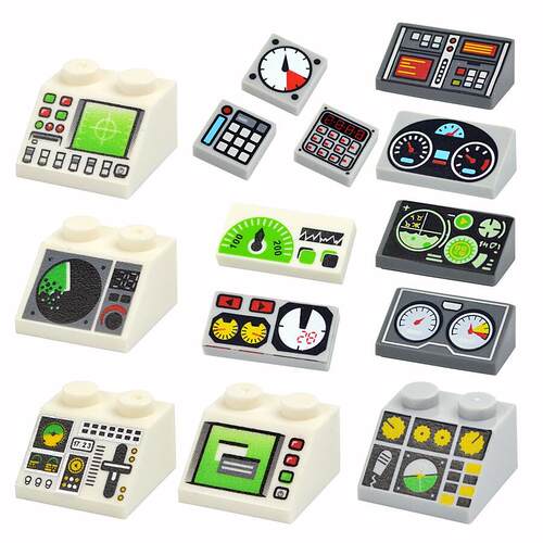 Moc Bricks Printed Meter 10Pcs Dash Board Control Center 1x2