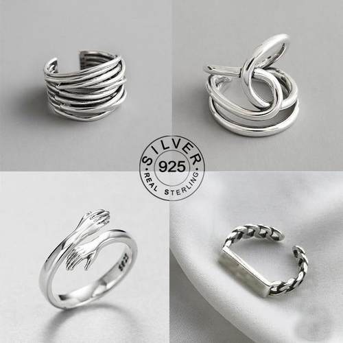 Real 925 sterling silver finger rings for women vintage0