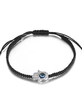 Woven bracelet for womenins民族风 恶魔之眼手掌手工编织手炼