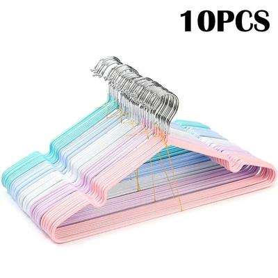 10PCS Non-Slip Clothes Hanger Rubber Coated with Round Notch