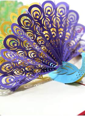 paper spiritz peacock 3d pop up greeting card handmade birth