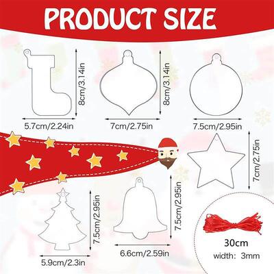 Christmas Transparent Acrylic Blank decorations Diy With Red