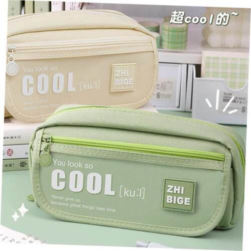 Large Capacity Pencil Case 3 Compartment Pouch Pen Bag Doubl