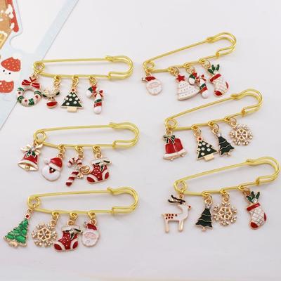 Christmas brooch Alloy cute Elk Snowman pin coat bag badge