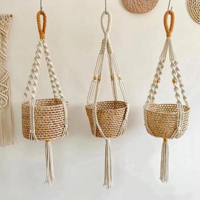 Macrame Plant Hanger Indoor Hanging Planter Basket Woven Cot