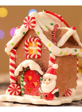 Christmas pendant polymer clay LED light Christmas house圣诞