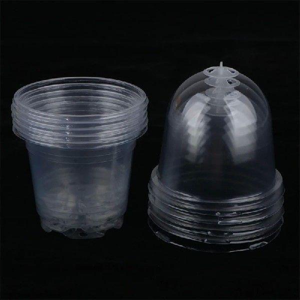 5Pcs Plant Nursery Pot Transparent Plastic PET Seed Stater
