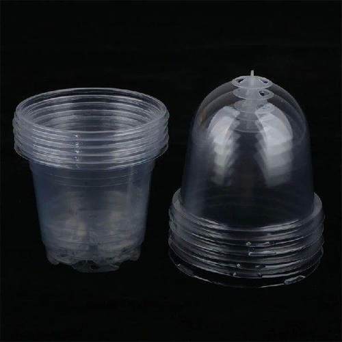 5Pcs Plant Nursery Pot Transparent Plastic PET Seed Stater