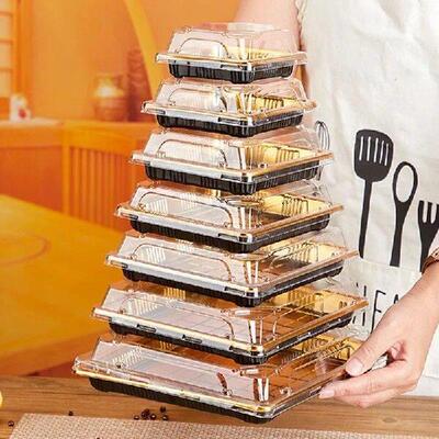 Disposable Packaging Box, Rectangular Tableware, Gold