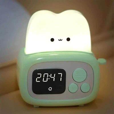 Toaster Alarm Clock 158g Chargeable Night Light Get Up Cute