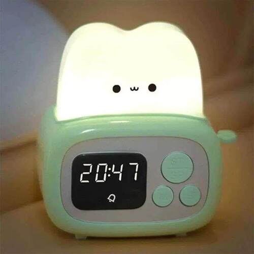 Toaster Alarm Clock 158g Chargeable Night Light Get Up Cute