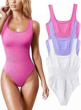Seamless Sculpting Bodysuit Shapewear Women Square Neck Tumm