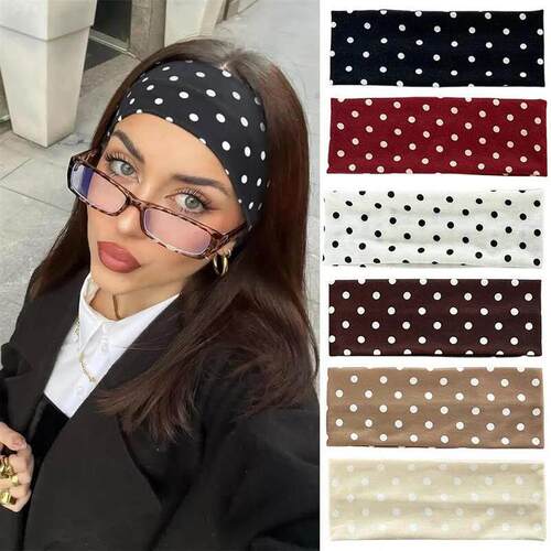 1pc Polka Dot Yoga Elastic Headband Fashionable
