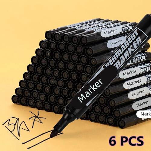 6Pcs/Set Permanent Marker Pen Fine Point Waterproof Ink Thin