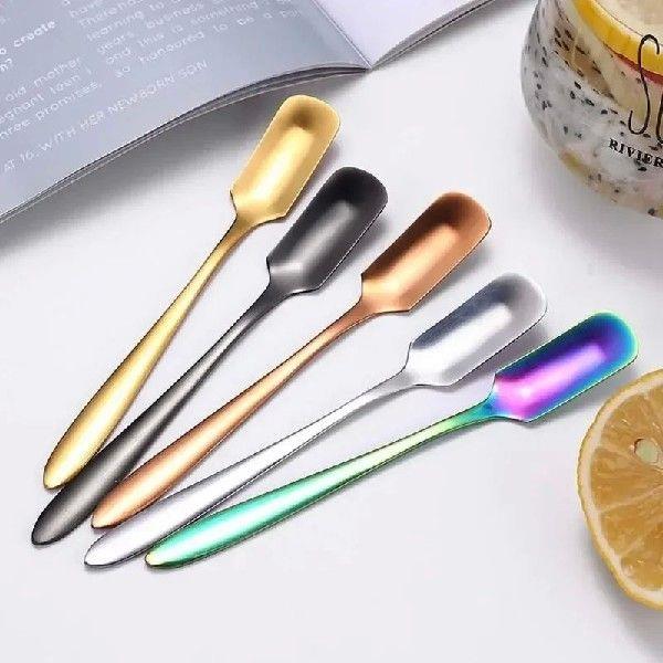 Square-Headed Teaspoon Long Handle Stainless Steel Coffee