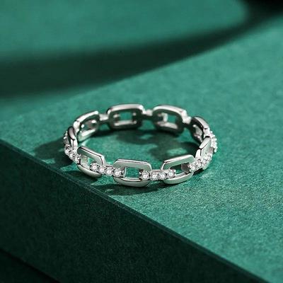 925 Sterling Silver Geometric Clear CZ Ring for Women Exquis