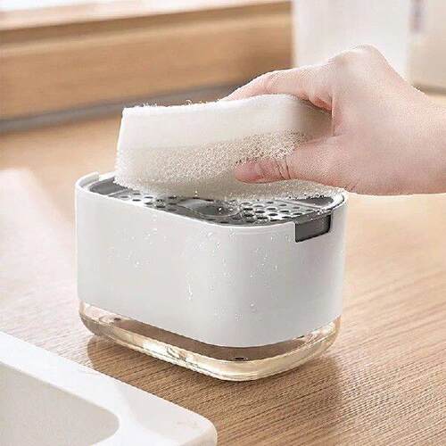 Kitchen Dish Soap Dispenser With Sponge Holder, 2-in-1