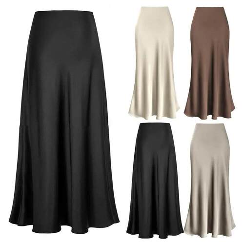 Fishtail Maxi Skirt Elegant Faux Silk Satin Skirts for Women