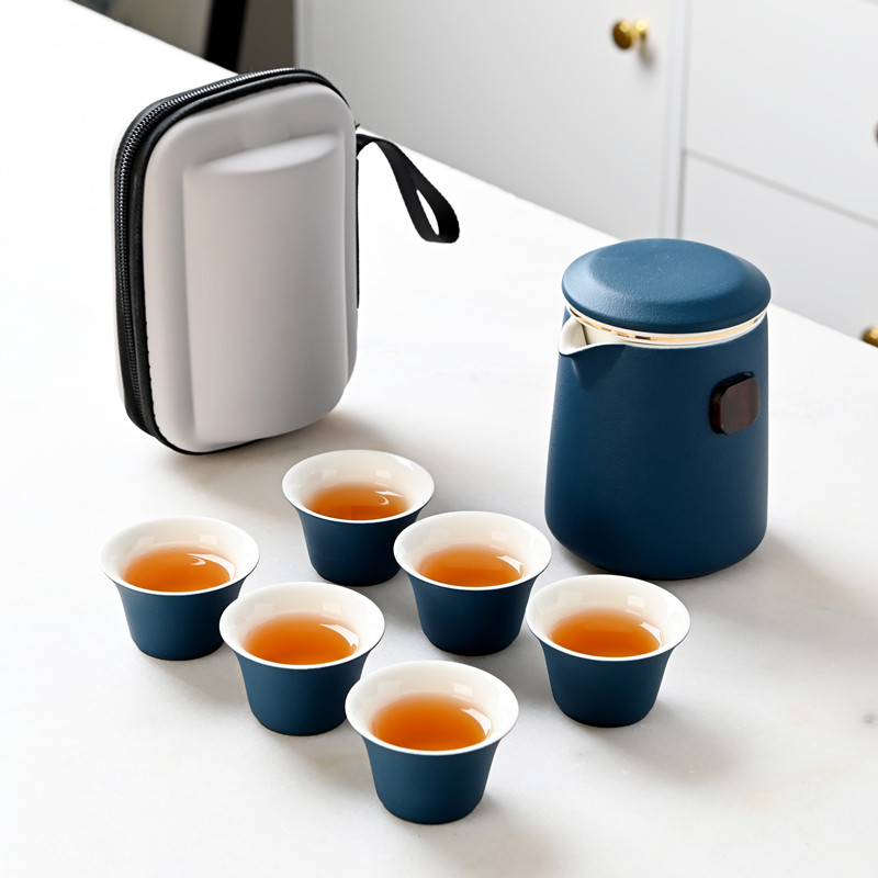 便携式旅行茶具礼盒陶瓷车载户外泡茶壶小套装快客杯礼品logo定制