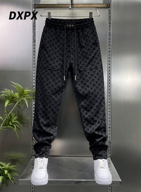 DXPX品牌专柜2025秋冬新款植绒针织休闲裤男士弹力简约时尚束脚裤