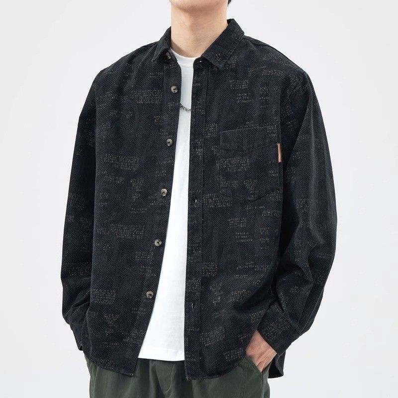 it Afternnaths潮牌~复古长袖衬衫男春秋季休闲百搭美式印花外套,男装,秀禾服,淘宝优惠券,粉丝福利购,淘宝优惠卷