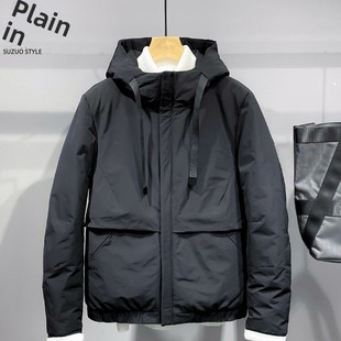 羽绒服男短款加厚男士2024新款冬季男装连帽夹克外套男款修身冬装