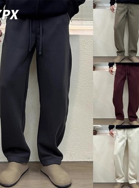 DXPX品牌专柜冬季加绒卫裤男士潮流简约休闲宽松长裤美式弯刀裤