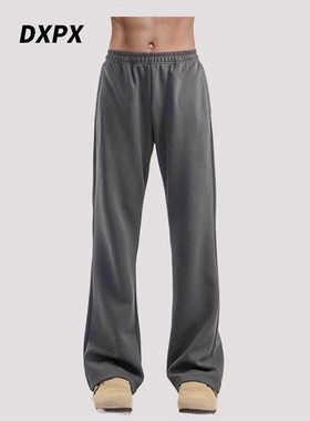 DXPX品牌专柜春季深灰色针织直筒裤子男宽松运动裤美式休闲卫裤