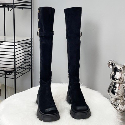 guidi fame增高厚底长筒靴女2025秋冬新款过膝长靴加绒真皮高筒靴