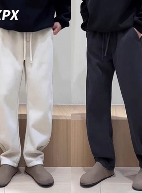 DXPX品牌专柜秋冬加绒卫裤男加绒加厚直筒工装裤百搭休闲弯刀裤