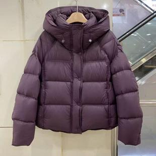 泡芙羽绒服女2025冬季新款短款连帽宽松面包服加厚白鸭绒保暖外套