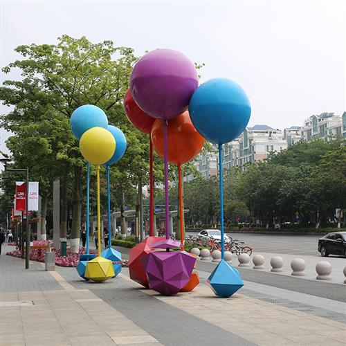 大型景观不锈钢气球雕塑户外广场商业糖果雕塑美陈装饰棒棒糖摆件