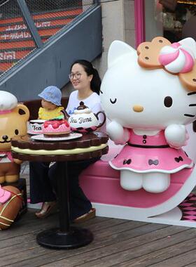 玻璃钢雕塑helloKitty凯蒂猫卡通甜品店门口KT猫商场装饰大型摆件
