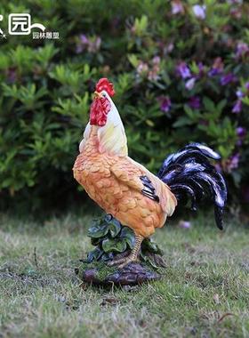 仿真公鸡雕塑玻璃钢招财大摆件生肖风水家居工艺装饰户外园林景观