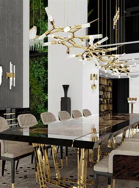 售楼部沙盘潜水艇装饰吊灯酒店大堂商场宴会厅玻璃管异形工程灯具