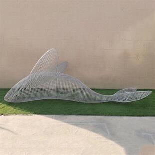 户外公园水景铁艺景观雕塑摆件镂空鲸鱼金属装 饰品不锈钢雕塑