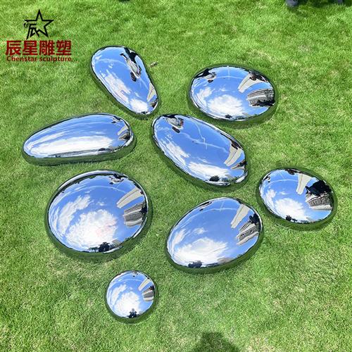 不锈钢景观鹅卵石雕塑定制公园水景广场实木坐凳种植花盆落地摆件