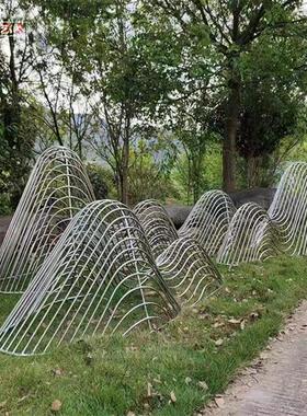 大型不锈钢镂空假山售楼处水景景观管状切片山形雕塑景观小品定制