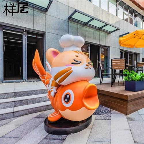 商场店铺招财猫落地玻璃钢动物雕塑摆件开业送礼商场店门装饰定制